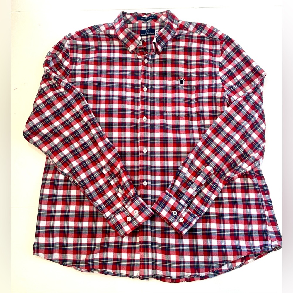 Simply Southern Men's Plaid Button Down Collard Shirt size XXL
